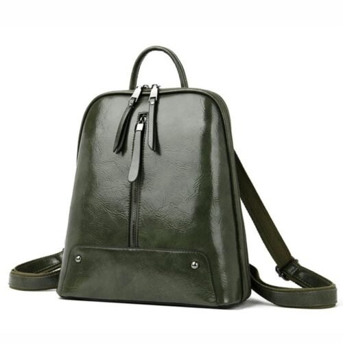 Sac à Dos Élégant Cuir Femme Vert