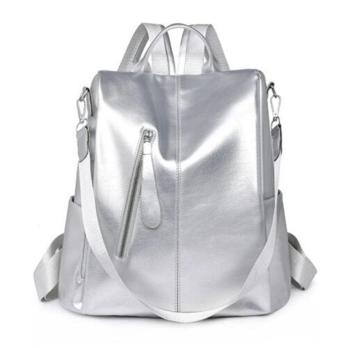 Sac à Dos Léger Femme Ville Moderne Argent